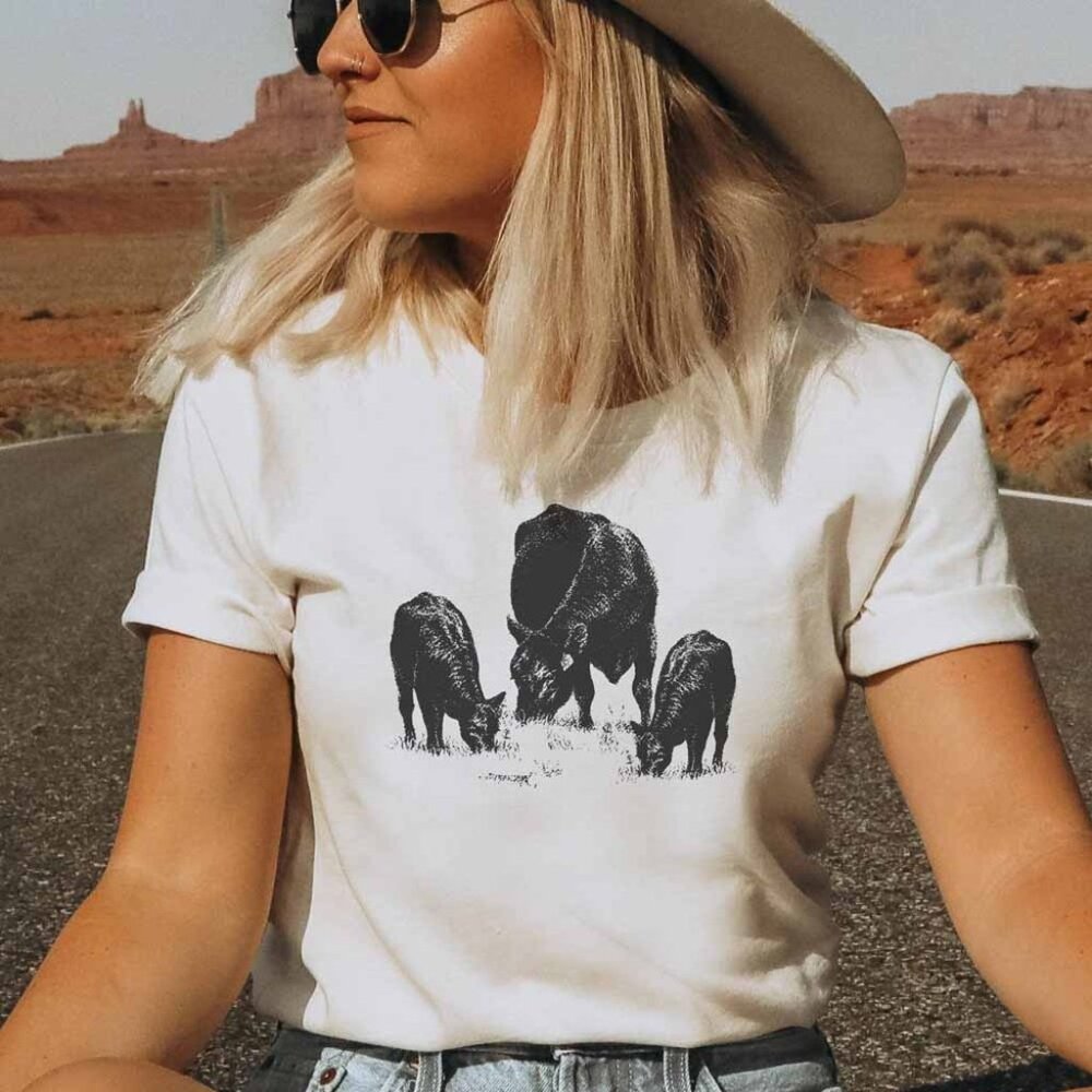 Western Graphic Tee Cow Shirt Western Shirt Cow Tshirt - Picture 1 of 4